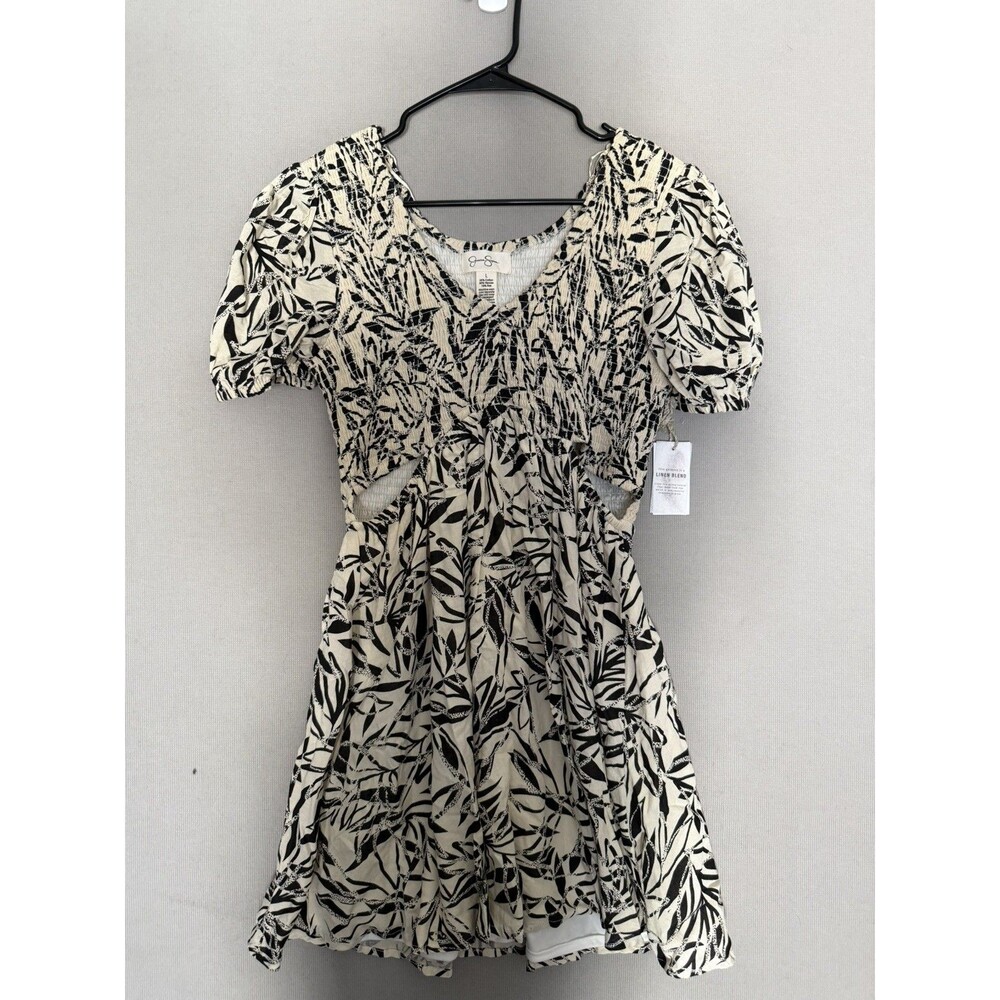 Jessica Simpson Dress Large Smocked Floral Puff Sleeve Cottagecore
